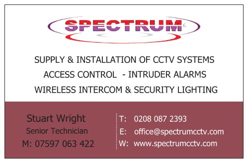 Logo of Spectrum CCTV Ltd CCTV And Video Security In West Malling, Kent Logo of Spectrum CCTV Ltd CCTV And Video Security In West Malling, Kent